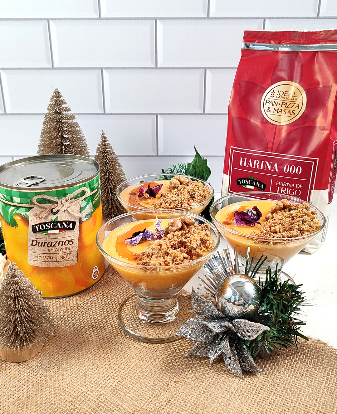 Postre navideño de durazno