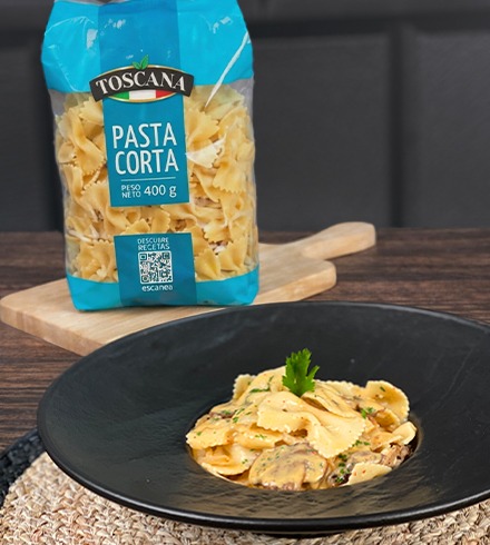 Farfalle con champiñones al horno